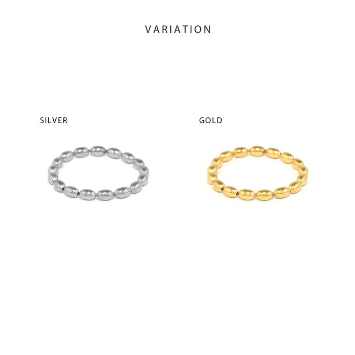 指輪レディースリングオーバルボールボールチェーンリングサージカルステンレス楕円ファッションリングアクセサリー