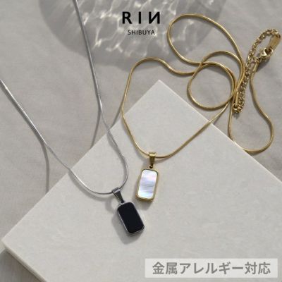 ネックレスペンダントストーンリバーシブルモダン高見えサージカルステンレス白黒スネークチェーンレディース艶レディースアクセサリー凛プチプラIPメッキコーティング