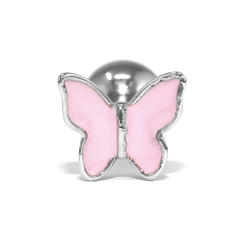 パステルカラー蝶々ピアス・ピンク