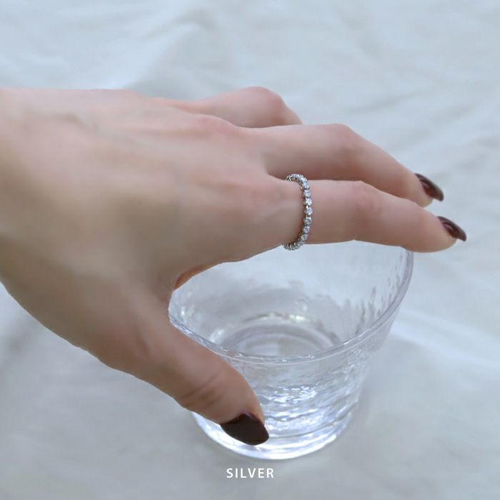指輪レディースリングベネチアンチェーンリング上品ジュエルサージカルステンレスIPコーティング金属アレルギーファッションリングアクセサリー凛高見え