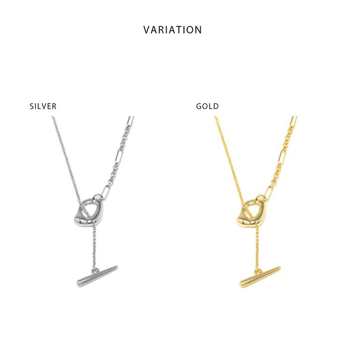 ネックレスロングマンテルネックレス18金ロジウムY字コンビチェーンチェーンアクセサリー