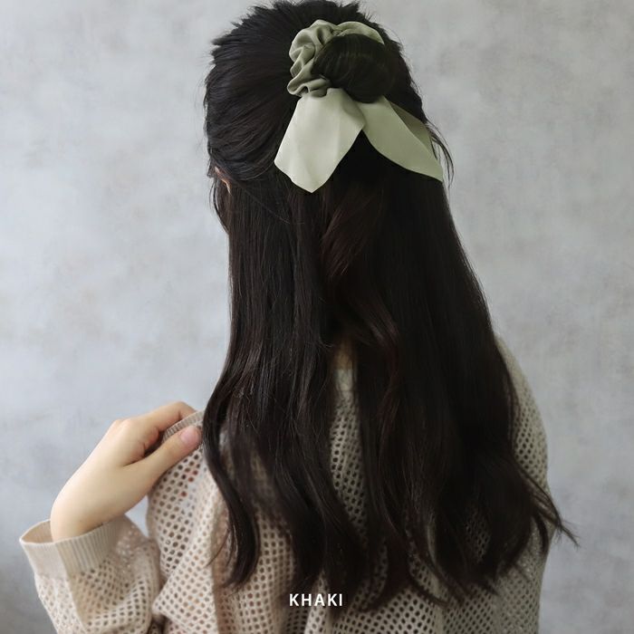 ヘアアクセサリーシュシュchouchouリボンサテン生地なめらかまとめ髪シュシュゴムアクセサリー