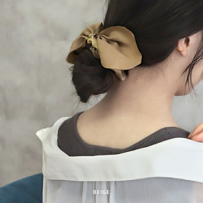 ヘアアクセサリーシュシュchouchouリボンサテン生地なめらかまとめ髪シュシュゴムアクセサリー