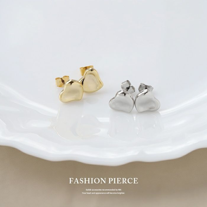 ピアス18Kコーティングハートメタルモダンスタッドアクセサリー