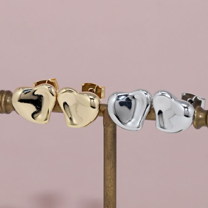 ピアス18Kコーティングハートメタルモダンスタッドアクセサリー