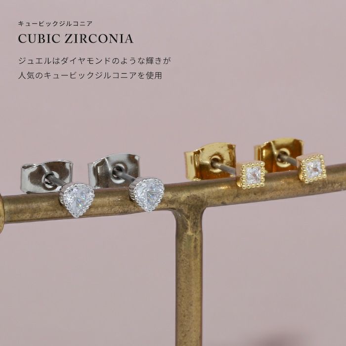 ピアス18Kコーティングハートメタルモダンスタッドアクセサリー
