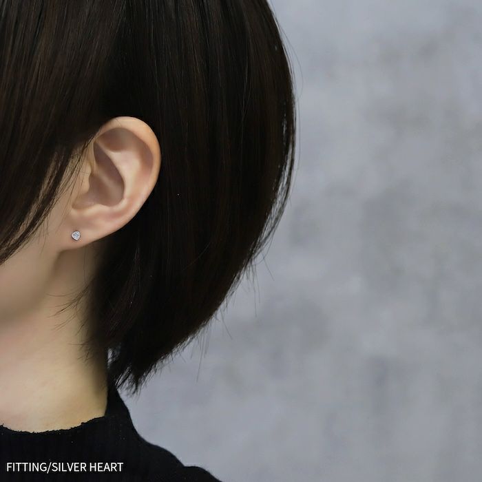 ピアス18KコーティングロジウムハートスクエアジュエルストーンCZスタッドアクセサリー
