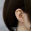 ピアス18KコーティングロジウムハートスクエアジュエルストーンCZスタッドアクセサリー