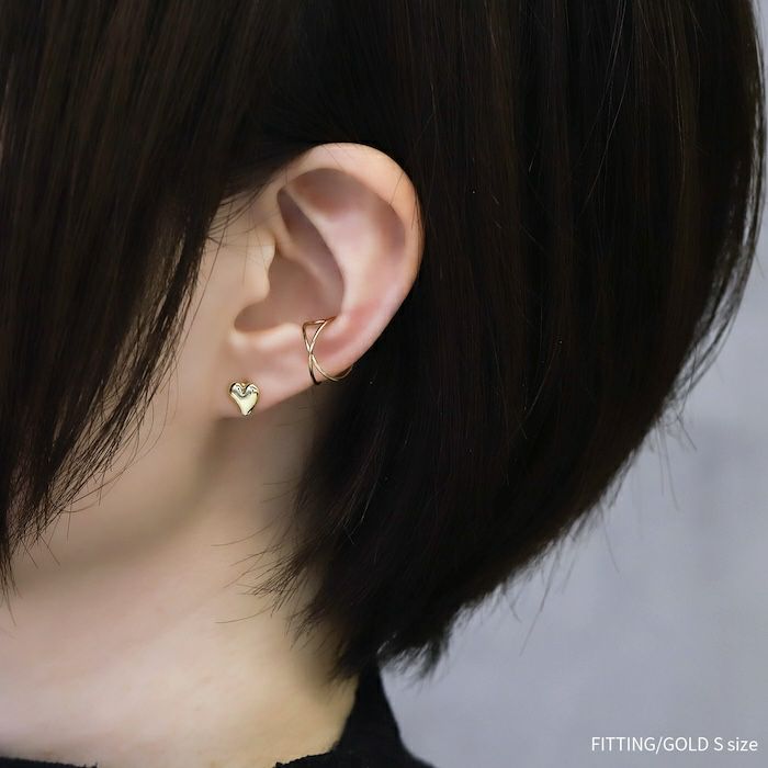 ピアスハートメタル16Kコーティングシンプルスタッドファッションピアスゴールドかわいい両耳用アクセサリー専門店凛