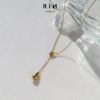 ネックレスドロップ雫Y字ラリエット18Kサージカルステンレスあずきチェーンアクセサリー