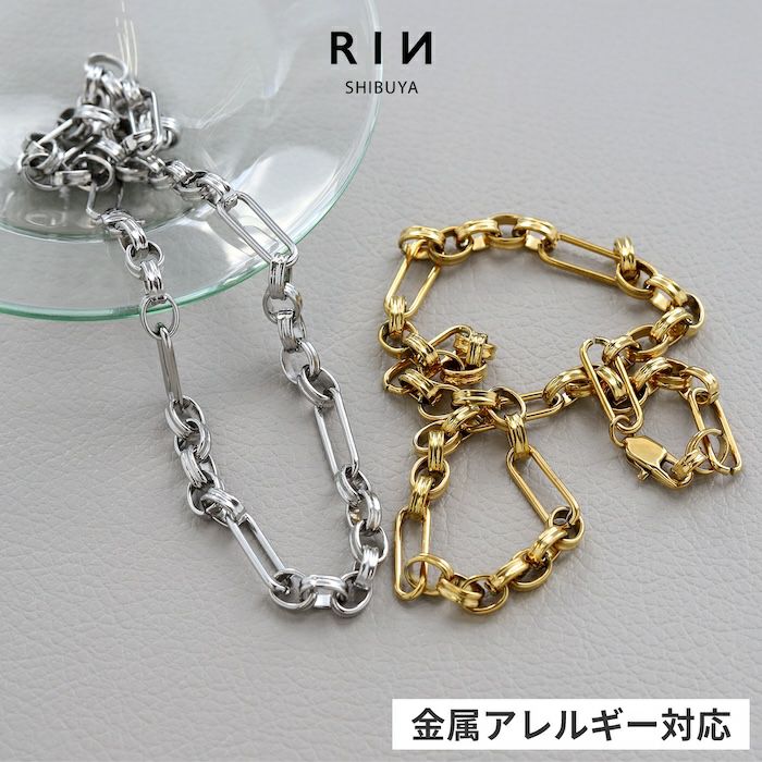 ネックレスフィガロペーパーチェーンクリップチタンPVDスネークチェーンアクセサリー