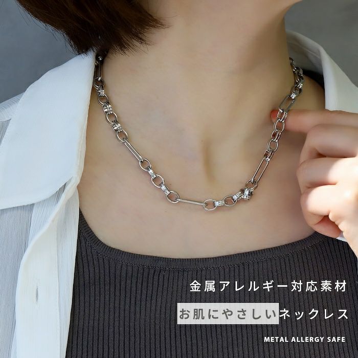 ネックレスフィガロペーパーチェーンクリップチタンPVDスネークチェーンアクセサリー