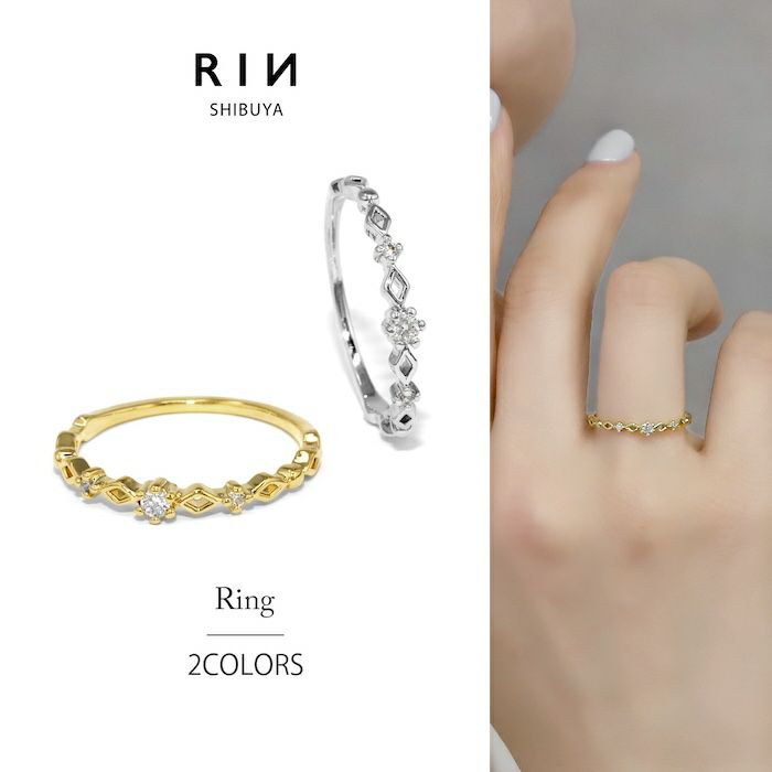 指輪レディースリングジュエルストーンキュービックジルコニア16Kコーティングかわいいファッションリングアクセサリー