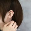 ピアス18KコーティングハートスクエアCZストーンスタッドアクセサリー