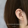 ピアス18KコーティングハートスクエアCZストーンスタッドアクセサリー
