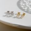 ピアス18Kコーティング花フラワーCZストーンきれいスタッドアクセサリー