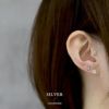 ピアス18Kコーティング花フラワーCZストーンきれいスタッドアクセサリー