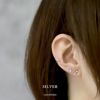 ピアス18Kコーティング花フラワーCZストーンきれいスタッドアクセサリー