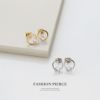 ピアス18KコーティングラウンドサークルフレームCZストーンきれいスタッドアクセサリー