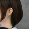ピアス18KコーティングラウンドサークルフレームCZストーンきれいスタッドアクセサリー