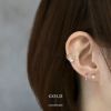 ピアス18KコーティングラウンドサークルフレームCZストーンきれいスタッドアクセサリー