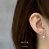 ピアス18KコーティングラウンドサークルフレームCZストーンきれいスタッドアクセサリー