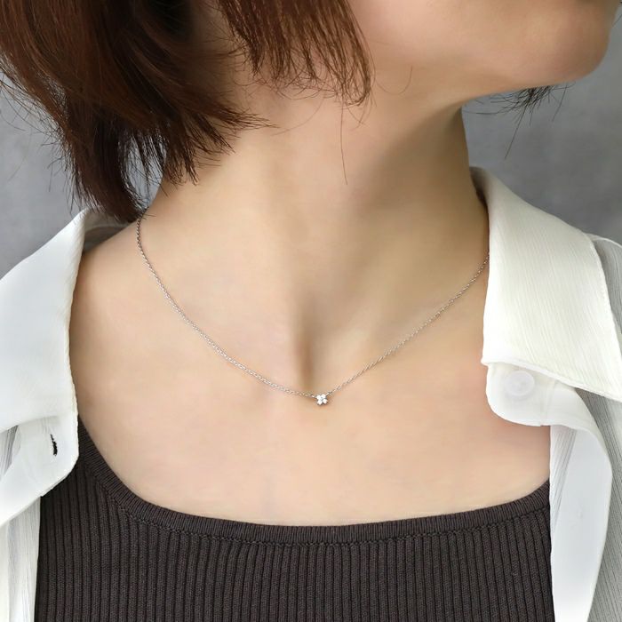 ネックレス4ストーンキュービックジルコニア華奢18金コーティングキレイシンプルあずきチェーンアクセサリー