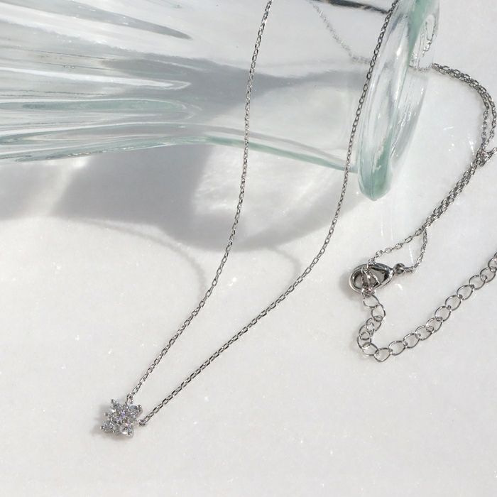 ネックレスキュービックジルコニアストーン上品18金コーティングキレイシンプルあずきチェーンアクセサリー