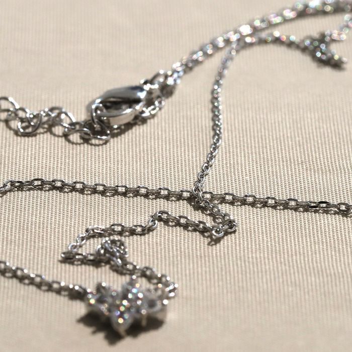 ネックレスキュービックジルコニアストーン上品18金コーティングキレイシンプルあずきチェーンアクセサリー