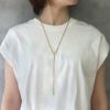 ネックレスチタンY字ロングネックレスラリエットスタイリッシュロールチェーンアクセサリー