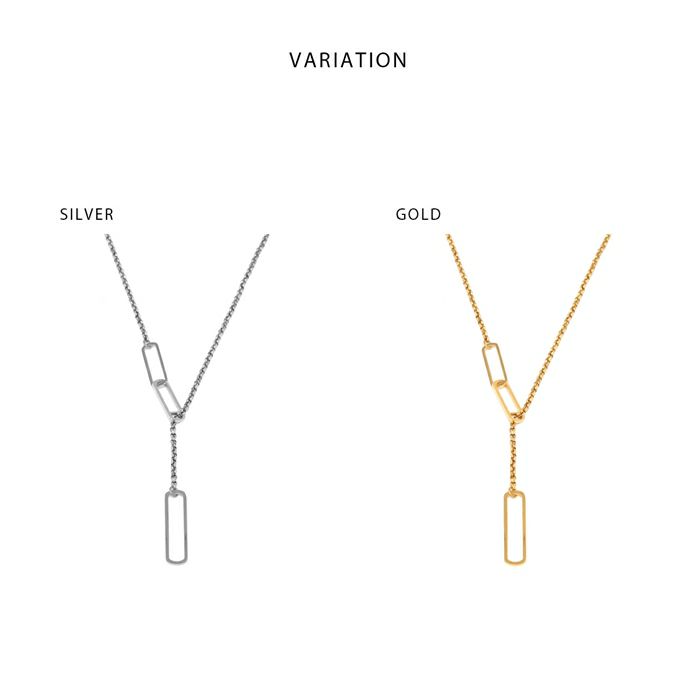 ネックレスチタンY字ロングネックレスラリエットスタイリッシュロールチェーンアクセサリー