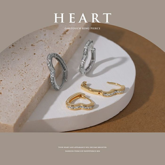 ピアス ハート 18K コーティング ニッケルフリー ピアス リング  フープ リングピアス アクセサリー