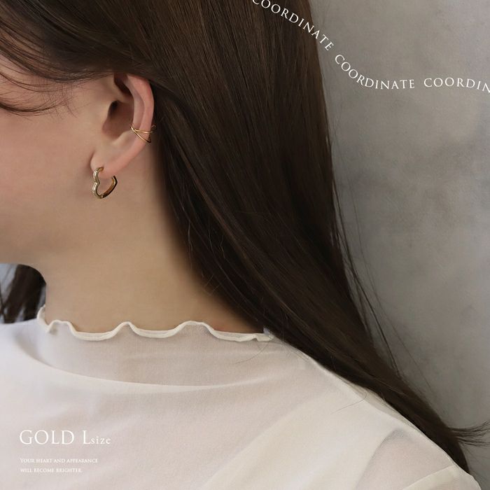 ピアス ハート 18K コーティング ニッケルフリー ピアス リング  フープ リングピアス アクセサリー