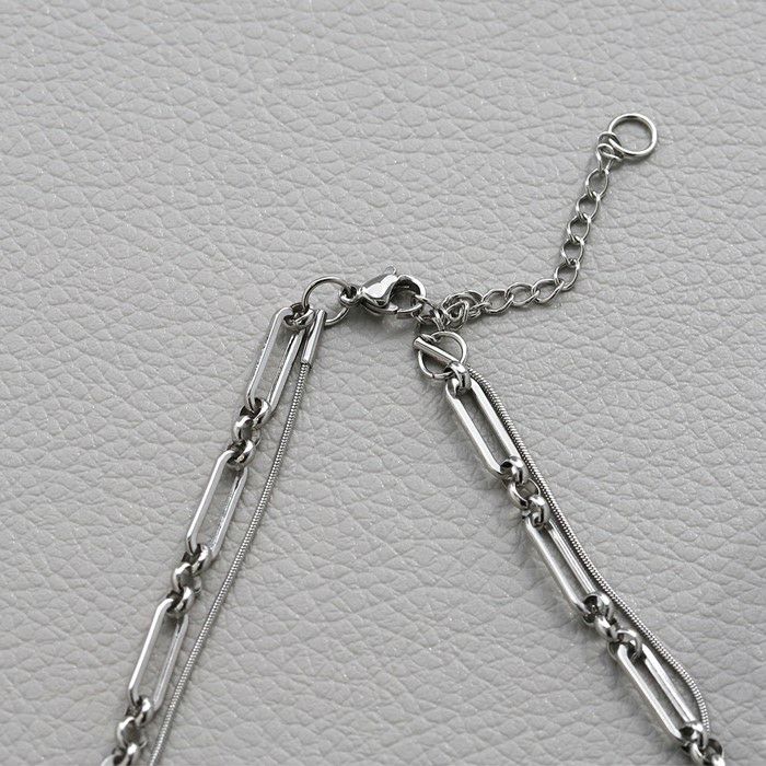 ネックレス2連スタイリッシュレイヤードチタン金属アレルギー対応スネークチェーンアクセサリー
