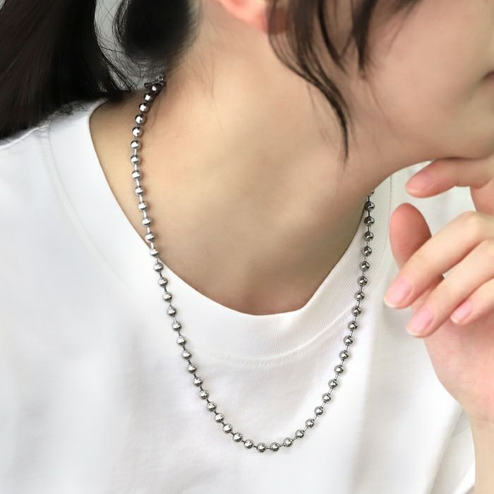 ネックレスカジュアルシンプルチェーンサージカルステンレス金属アレルギーボールチェーンアクセサリー