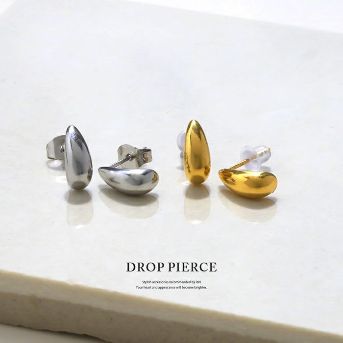 ピアスしずく型ドロップチタンシンプルスタッドアクセサリー