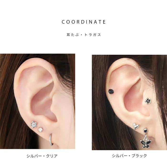 ピアスお花フラワープチサイズキュービックジルコニアストーンスタッドネジ式アクセサリー