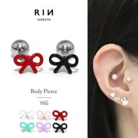 リボン軟骨ピアス かわいい小さめ 16G プチ 韓国風 ボディピアス推し活おしゃれアクセサリーカラフルストレートバーベル16ゲージ専門店凛RIN 小さい ミニ トラガス ヘリックス おしゃれ