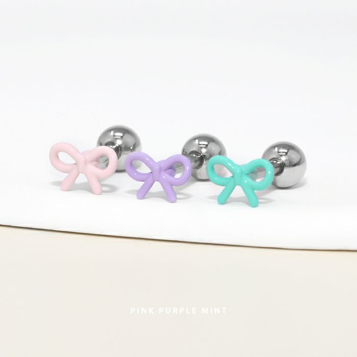 リボン軟骨ピアス かわいい小さめ 16G プチ 韓国風 ボディピアス推し活おしゃれアクセサリーカラフルストレートバーベル16ゲージ専門店凛RIN 小さい ミニ トラガス ヘリックス おしゃれ
