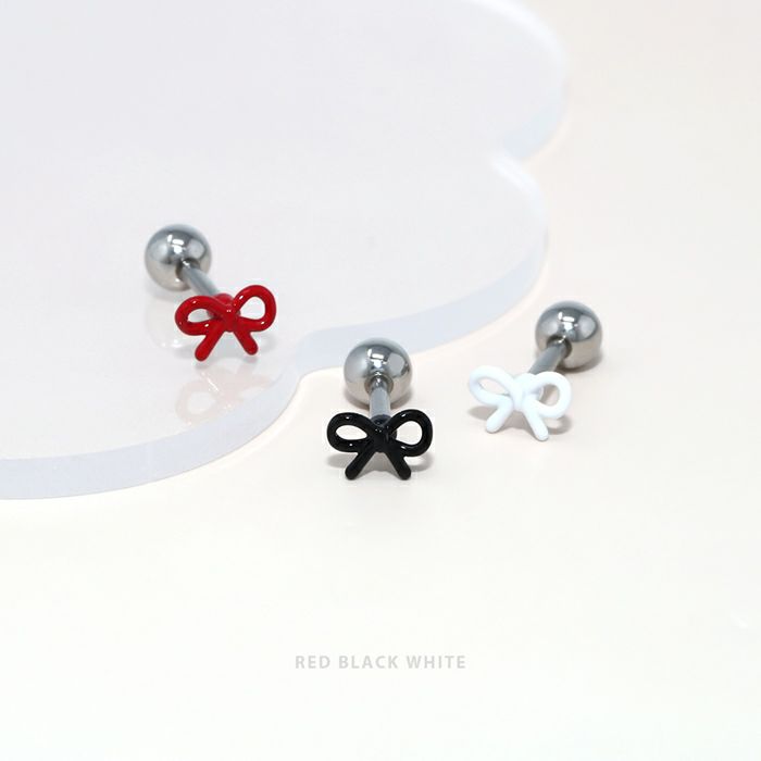 リボン軟骨ピアス かわいい小さめ 16G プチ 韓国風 ボディピアス推し活おしゃれアクセサリーカラフルストレートバーベル16ゲージ専門店凛RIN 小さい ミニ トラガス ヘリックス おしゃれ