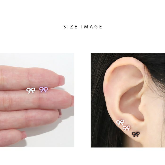 リボン軟骨ピアス かわいい小さめ 16G プチ 韓国風 ボディピアス推し活おしゃれアクセサリーカラフルストレートバーベル16ゲージ専門店凛RIN 小さい ミニ トラガス ヘリックス おしゃれ