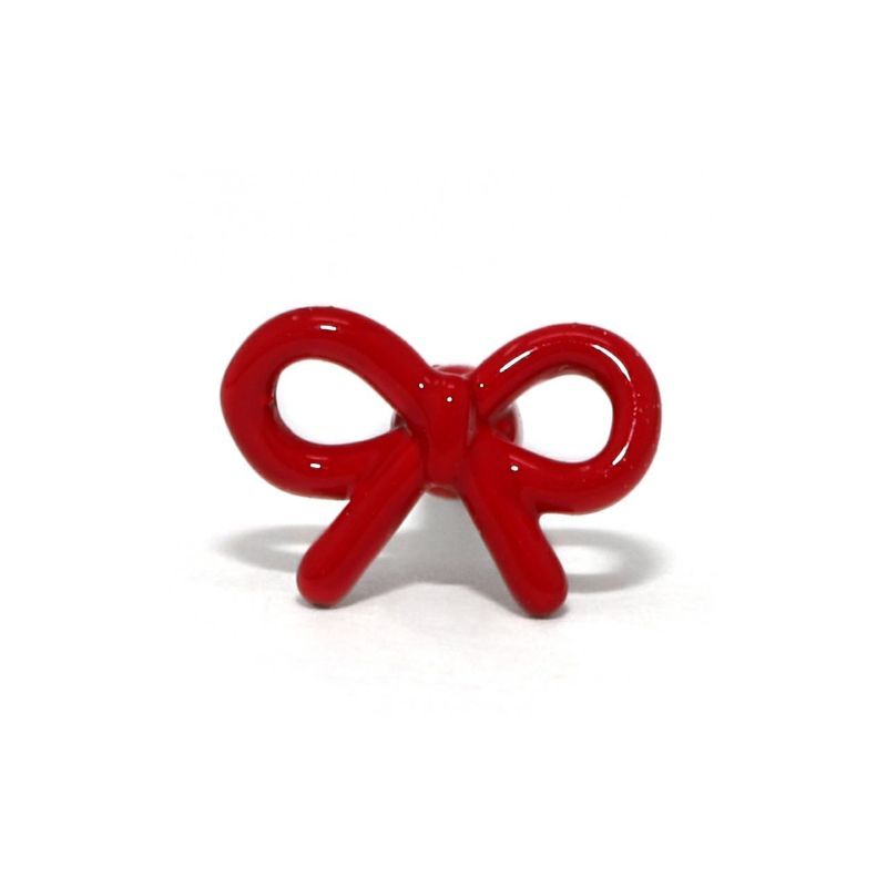 小さい ミニ リボン ピアス　レッド