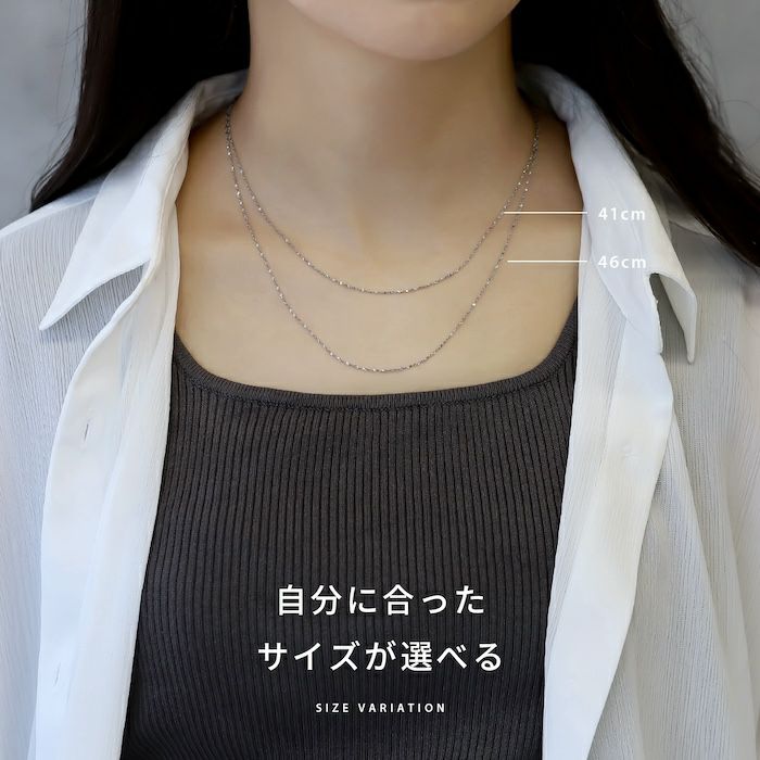 ネックレスキレイシンプルグリッターチェーンサージカルステンレス金属アレルギーペタルチェーンアクセサリー