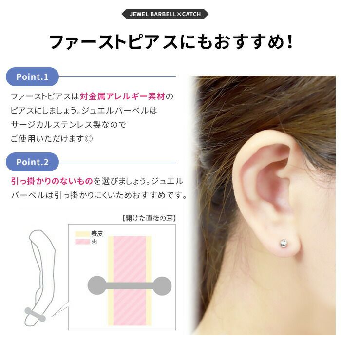 ピアス軟骨ピアスジュエルかわいいサージカルステンレスストレートバーベルバーベルネジ式