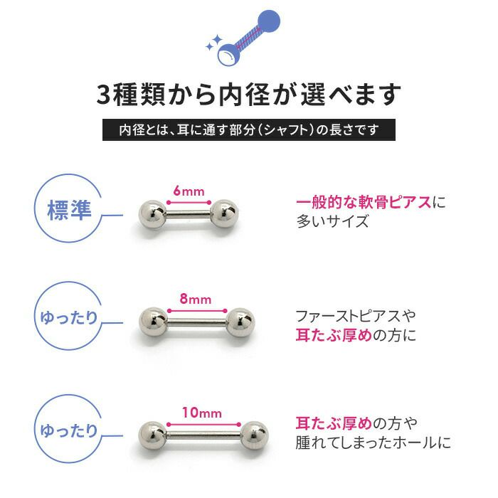ピアス軟骨ピアスジュエルかわいいサージカルステンレスストレートバーベルバーベルネジ式