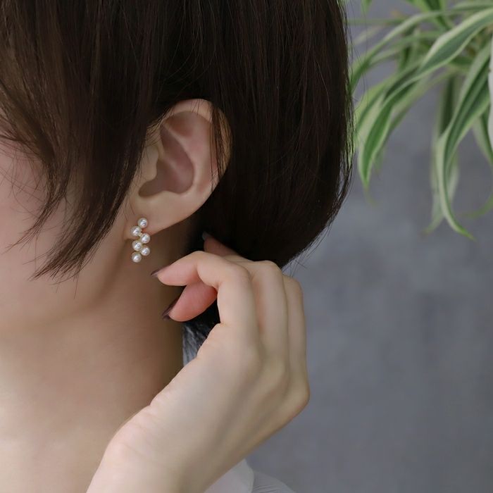 ピアス16Kコーティングパールエレガントチタンポストセレモニースタッドアクセサリー
