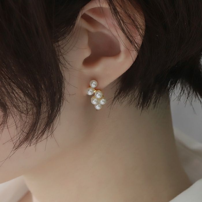 ピアス16Kコーティングパールエレガントチタンポストセレモニースタッドアクセサリー