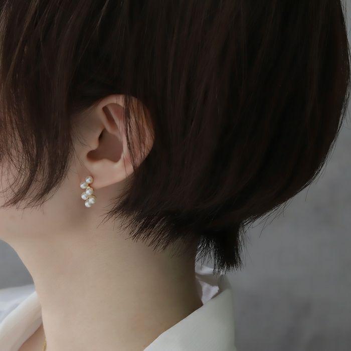 ピアス16Kコーティングパールエレガントチタンポストセレモニースタッドアクセサリー