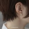 ピアス16Kコーティングパールエレガントチタンポストセレモニースタッドアクセサリー