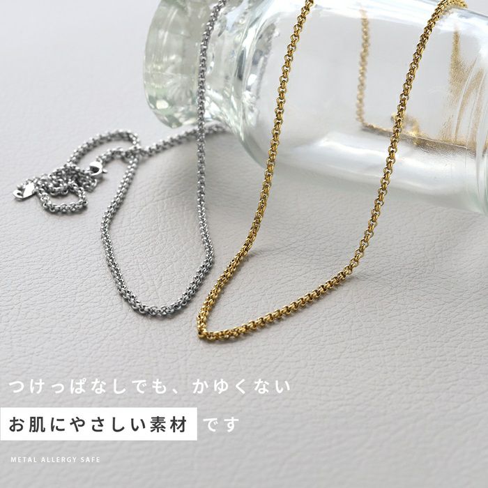 ネックレス甲丸チェーン大人キレイ金属アレルギー対応サージカルステンレスエスカルゴチェーンアクセサリー